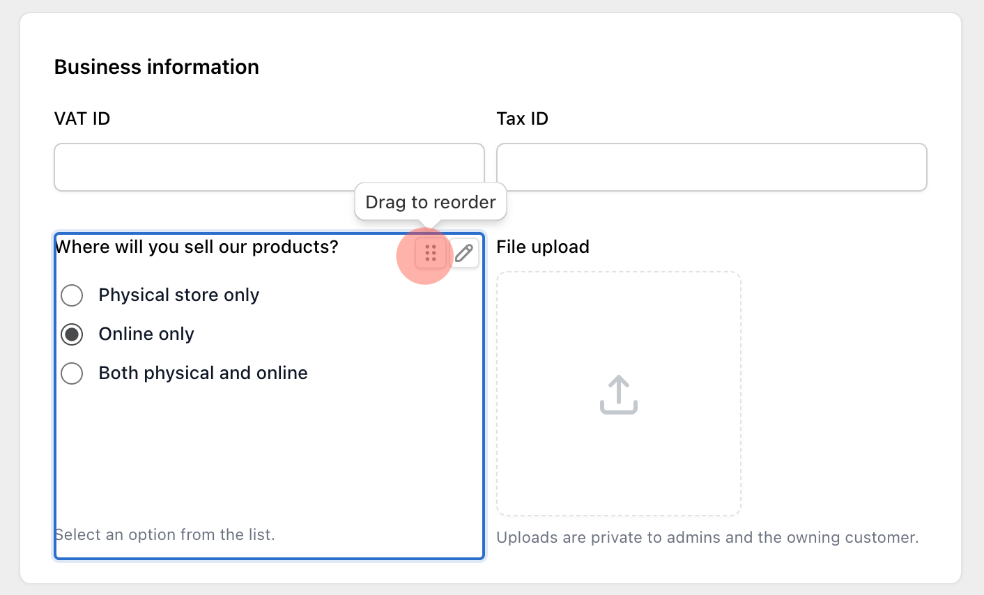 Form Builder interface